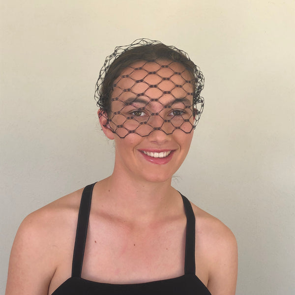 Black Honeycomb Veiled Headband