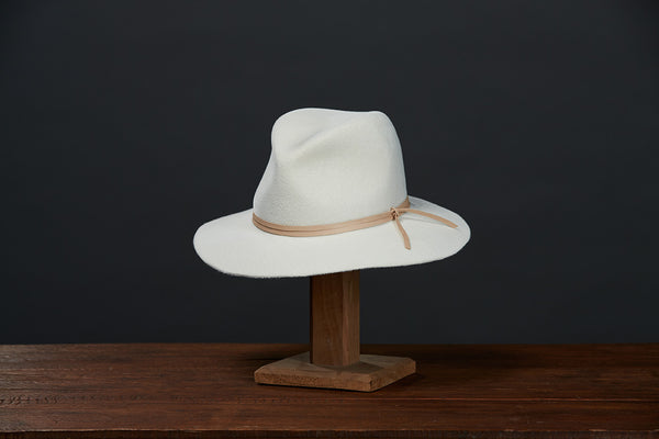 Adelaide White fur felt fedora, Penelope Haddrill Hats, felt fedora, handmade hats